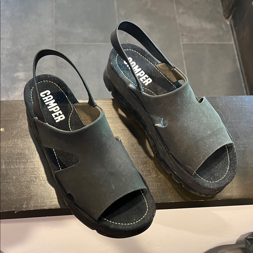 Camper Women's Black Open-Toe Sandals, lightweight and worn once.
